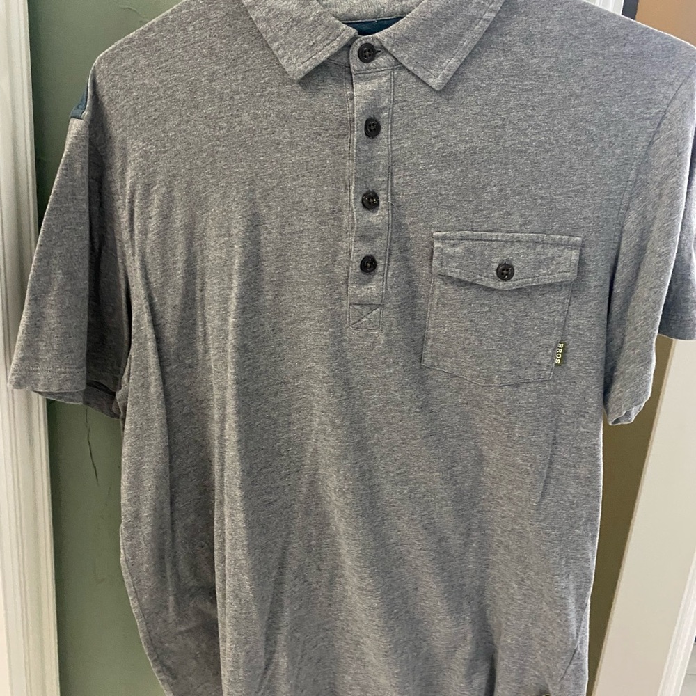 Howler Brothers Men's Gray Polo Shirt with blue and orange back-Medium